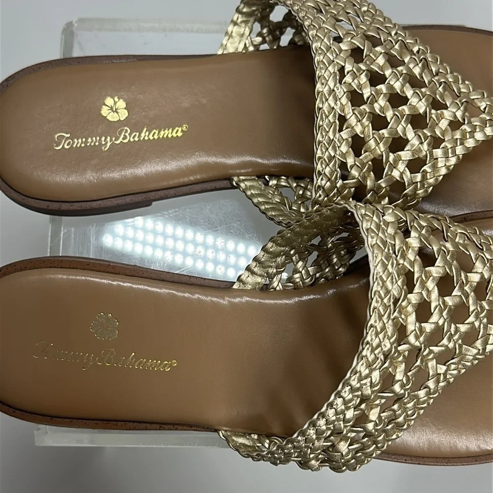 Tommy Bahama MARINA Gold Braided Slide Sandals Size 8.5 - Picture 5 of 7